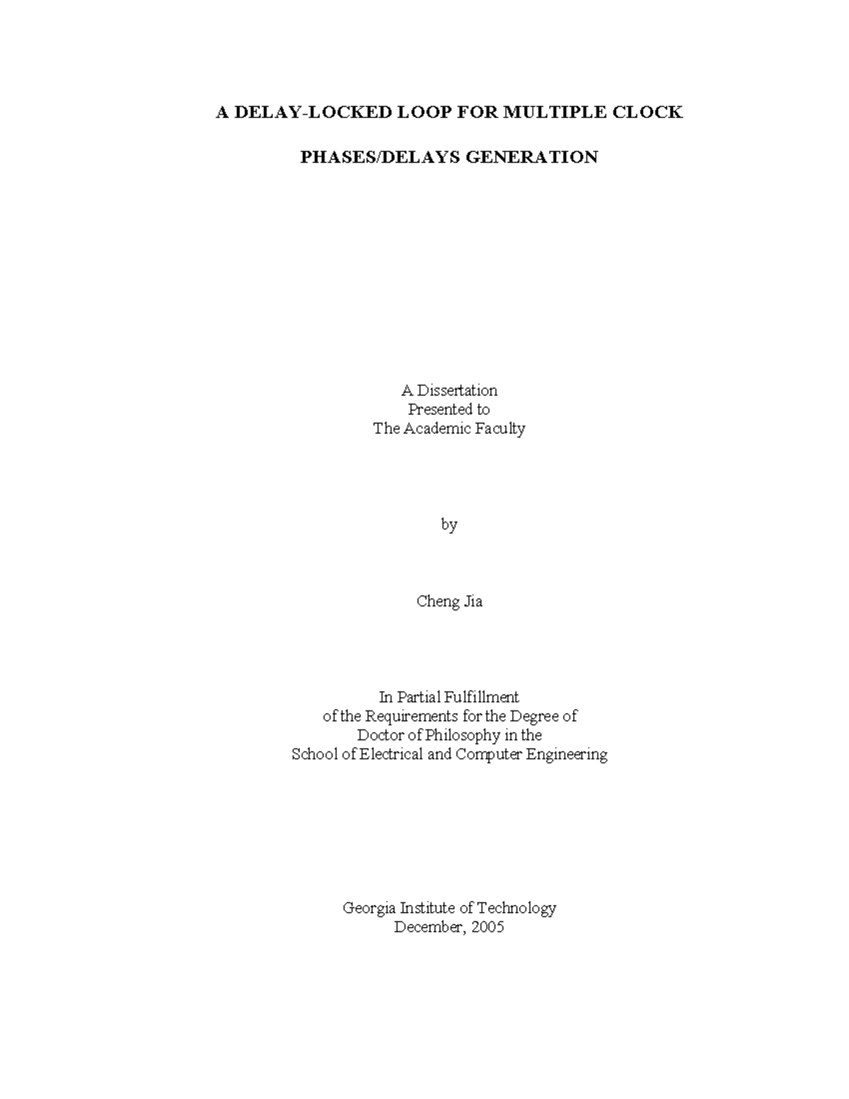 Jia cheng 2005 12 phd - Apunts - A DELAY-LOCKED LOOP FOR MULTIPLE CLOCK ...