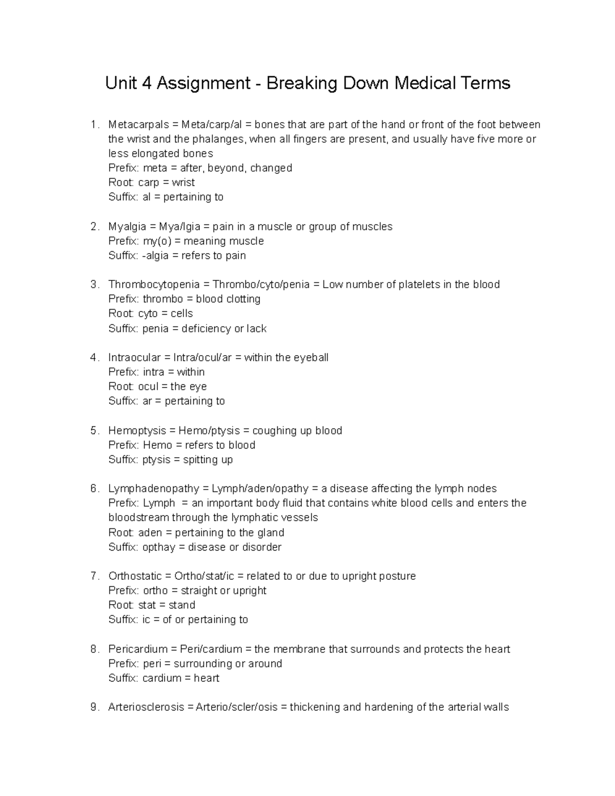 unit 4 med term assignment chapter 13