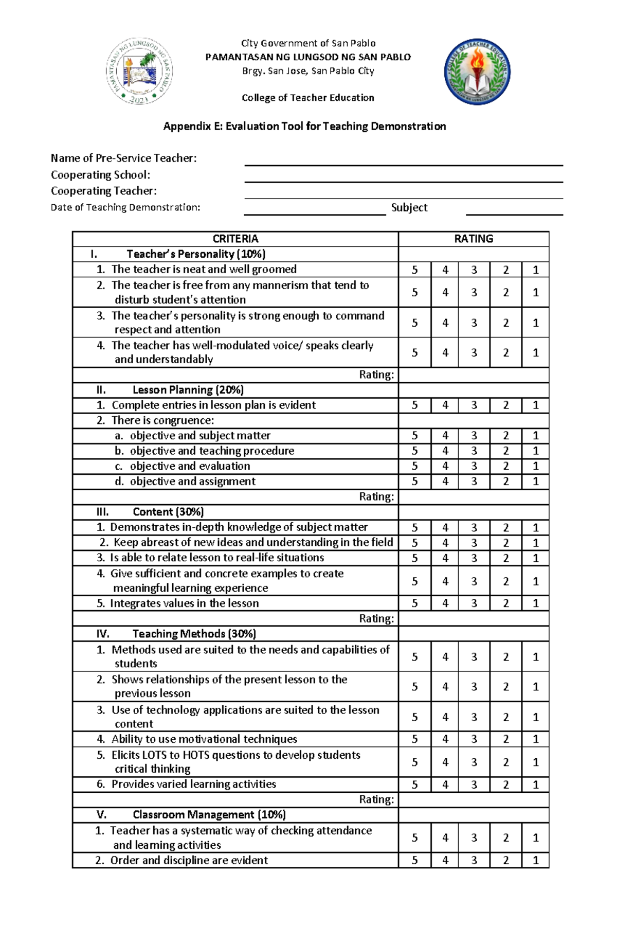 Final-Teaching-Demonstration-Evaluation-Tool (2) - City Government of ...