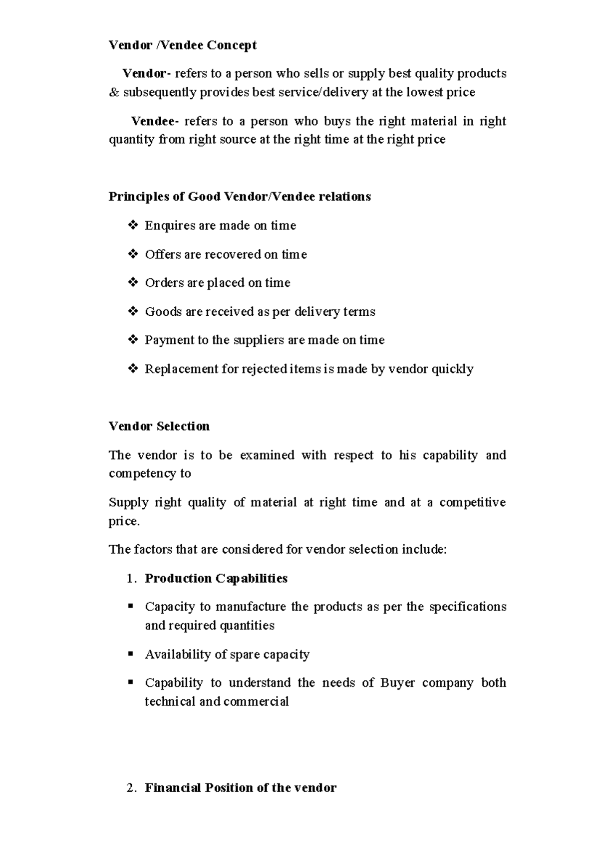 Vendor and vendee Vendor /Vendee Concept Vendor refers to a person