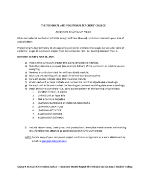 Assignment one Chemistry - TECHNICAL VOCATIONAL TEACHERS COLLEGE ...