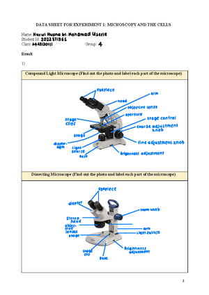 FINAL LAB Report BIO122 (EXPERIMENT 1) - BIO HISTOLOGY OF CELLS AND ...