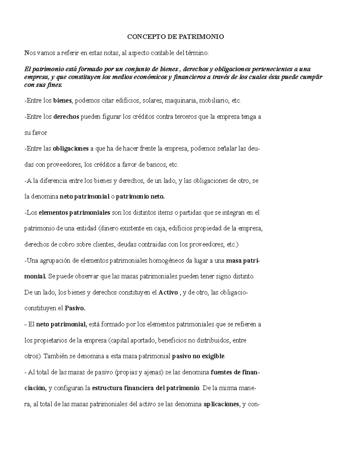 Concepto de patrimonio concepto de patrimonio n os vamos a referir en