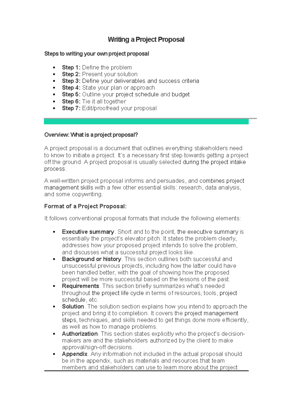 Writing a Project Proposal - Writing a Project Proposal Steps to ...