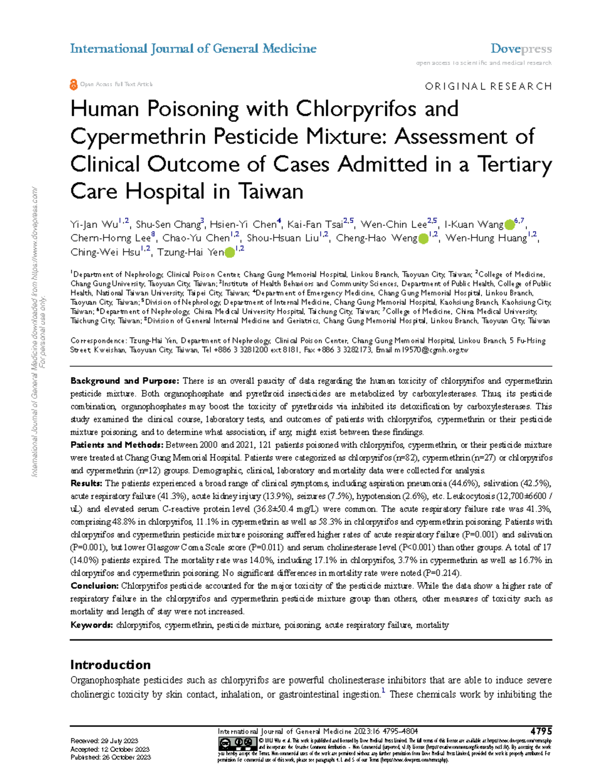 IJGM 432861 human poisoning with chlorpyrifos and cypermethrin ...