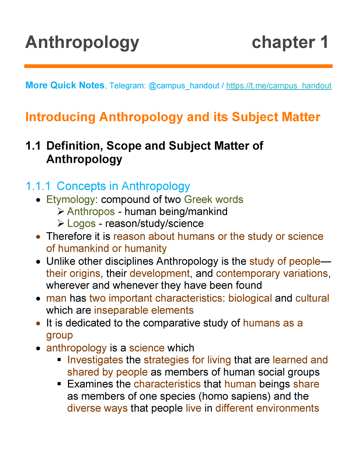 Anthropology 1 - From Admas University - Anthropology Chapter 1 More ...