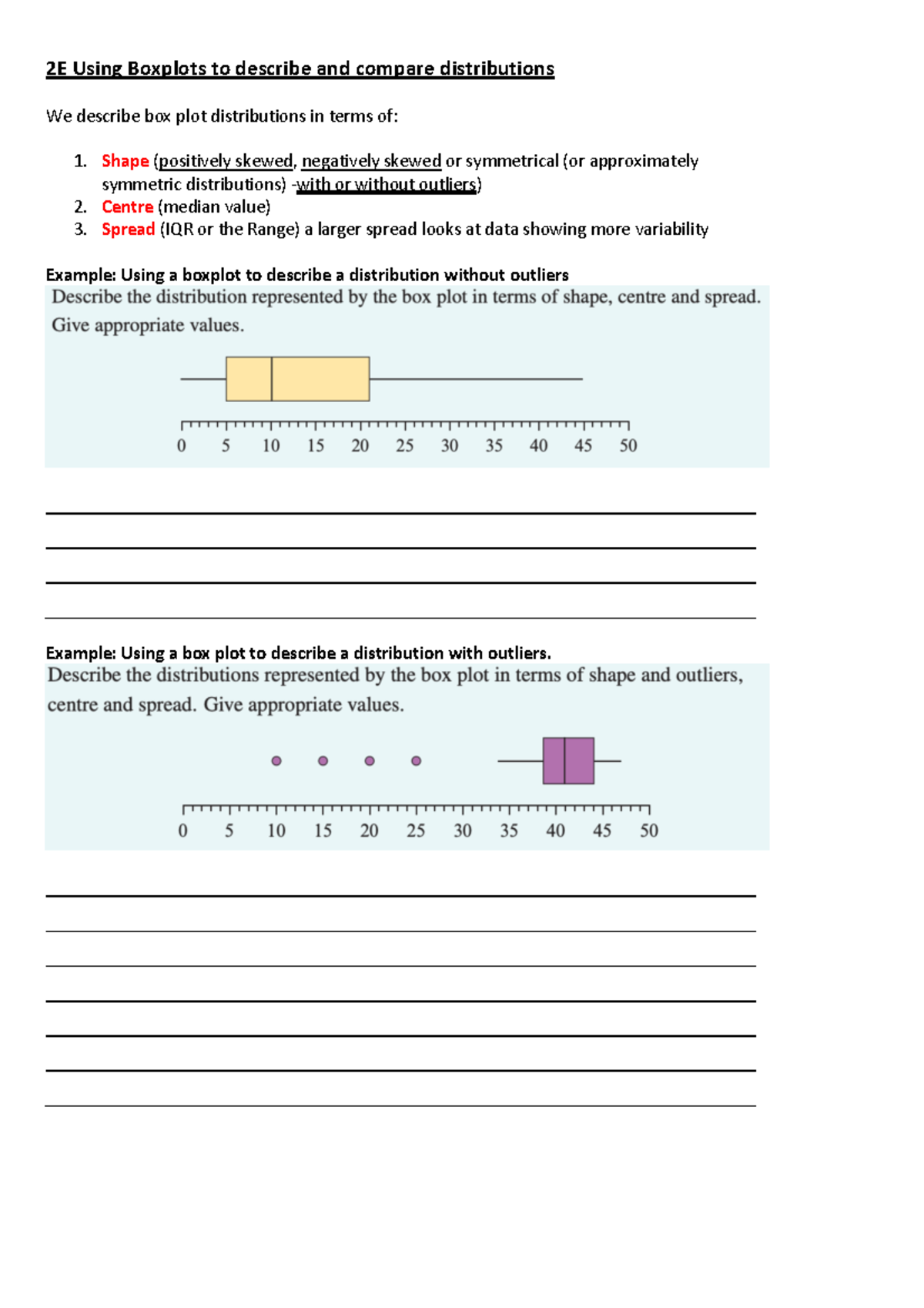 2E Using Boxplots to describe and compare distributions - Parallel ...