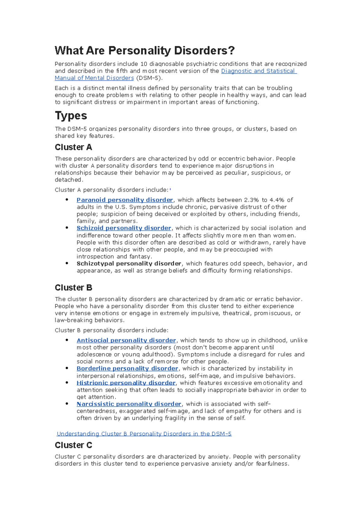 What Are Personality Disorders What Are Personality Disorders