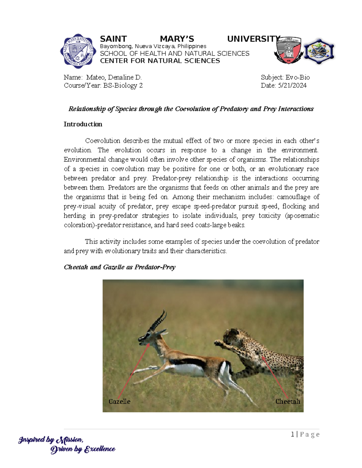 Tuesdayevolab hope this helps SAINT MARY’S UNIVERSITY Bayombong