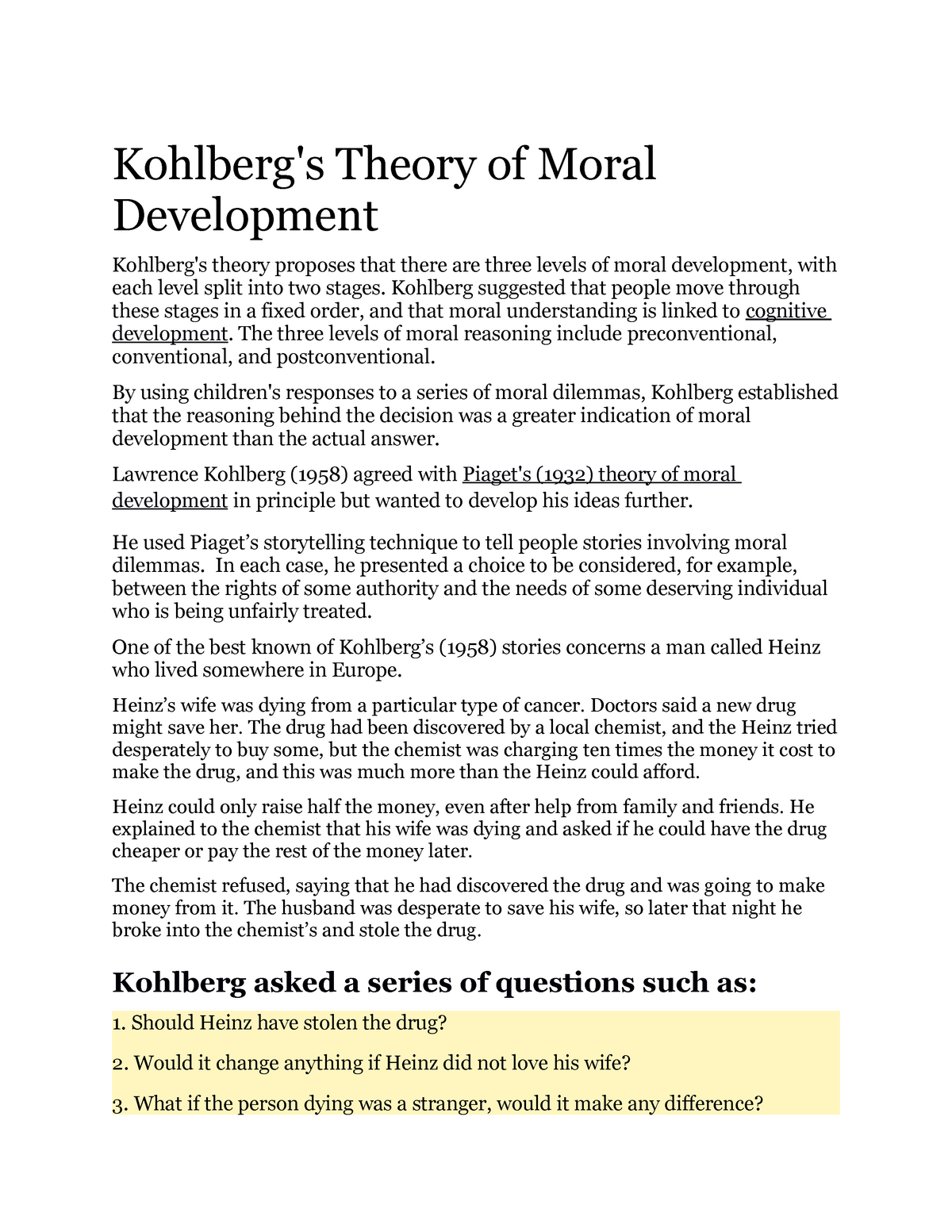 Lecture 8 Theory Of Moral Development Kohlberg s Theory Of Moral 