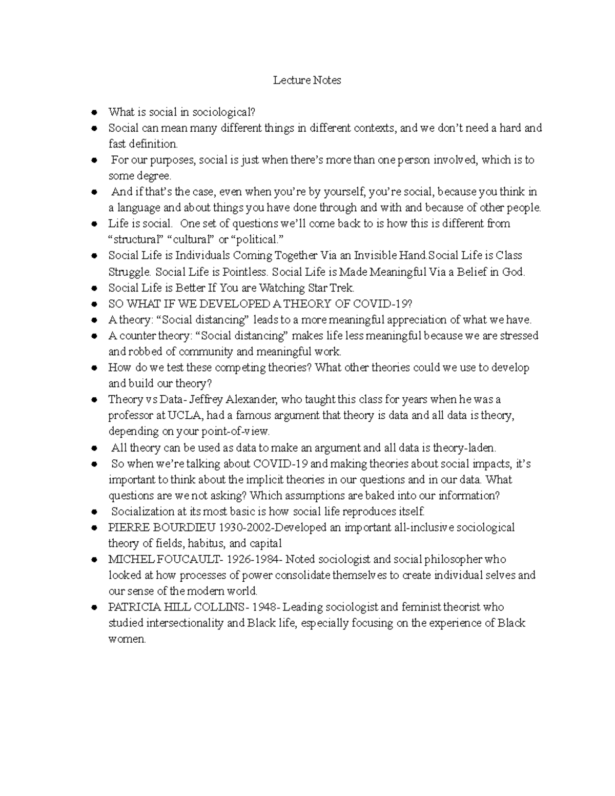 SOC 102 Lecture Notes part 1 march 28 - Lecture Notes What is social in ...