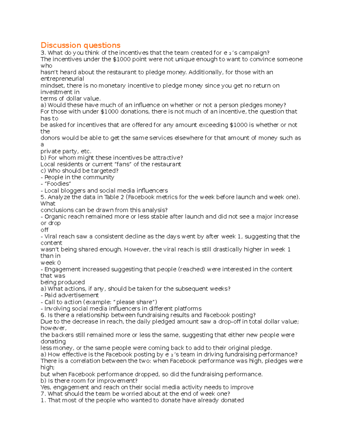 Discussion questions social media campaign practice Discussion