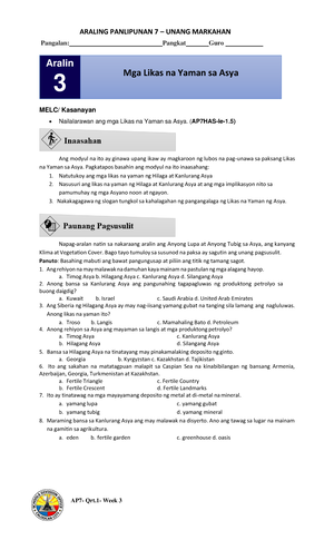 CLMD4A APG7 - ####### LEARNER’S MATERIAL 7 Araling Panlipunan Unang ...