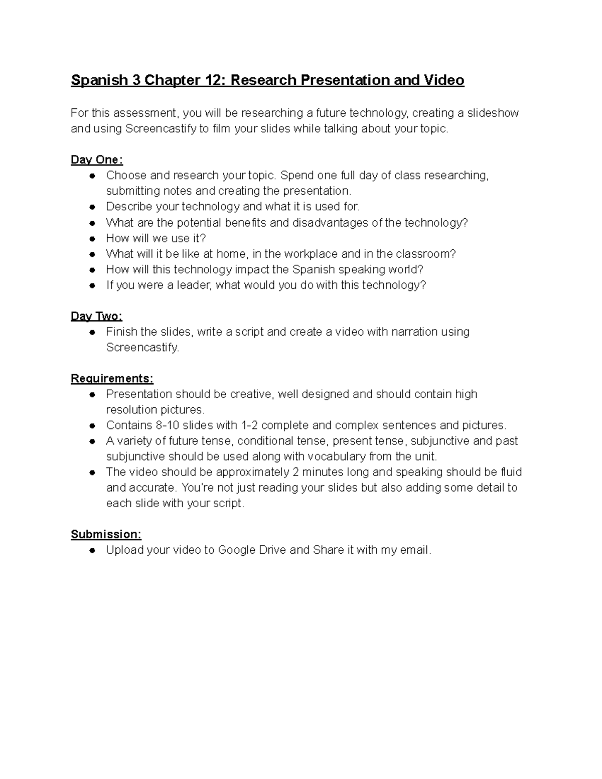 Spanish+3+Chapter+12+Assessment - Spanish 3 Chapter 12: Research ...