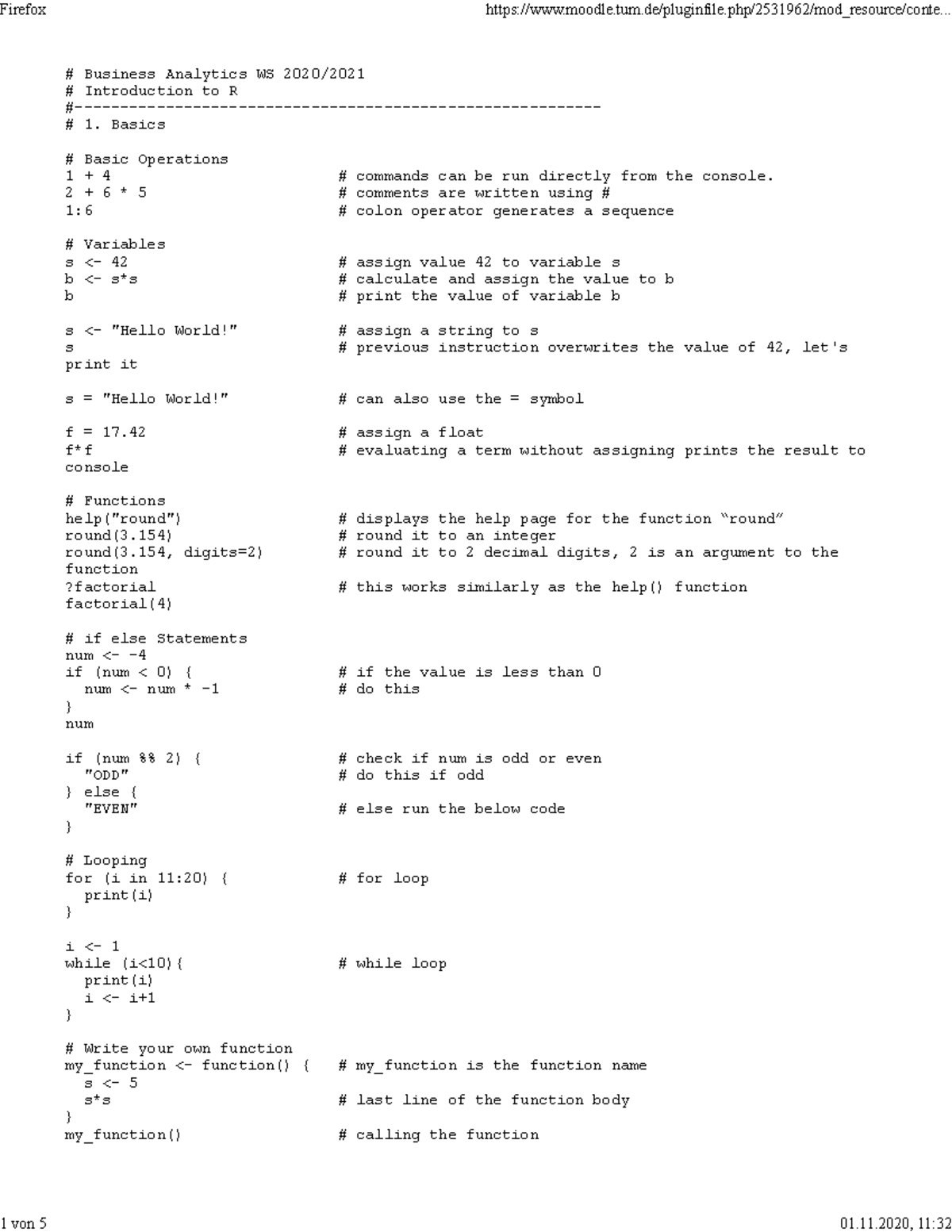 R Script - Business Analytics WS 2020/ Introduction to R #- 1. Basics ...