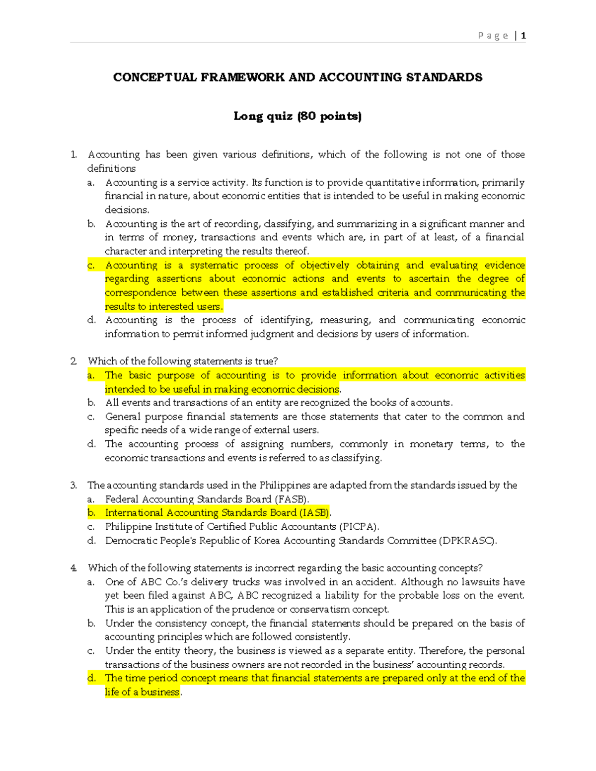 Conceptual Framework And Accounting Standards Test Bank - BS ...