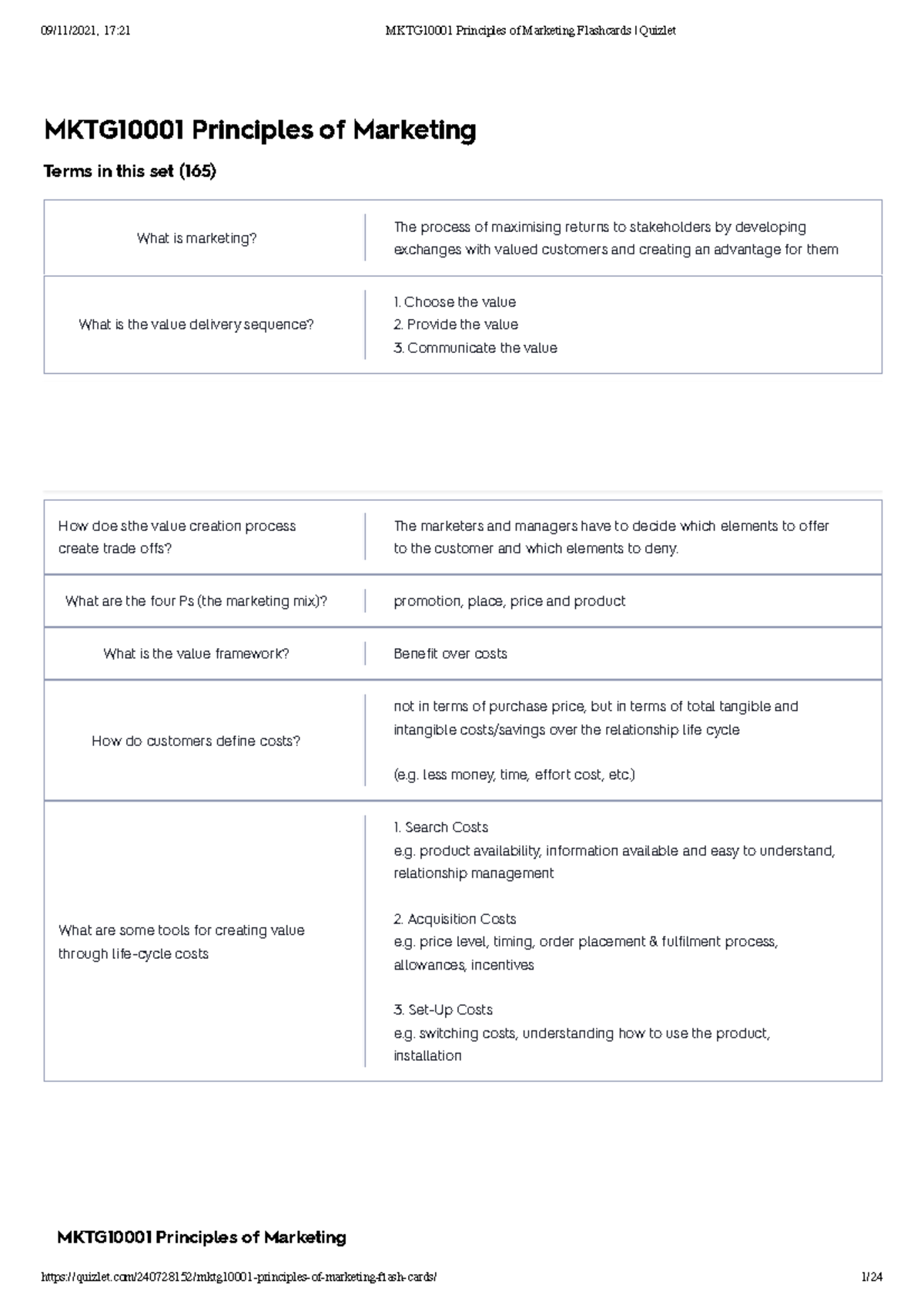 MKTG10001 Principles Of Marketing Flashcards Quizlet - MKTG10001 ...