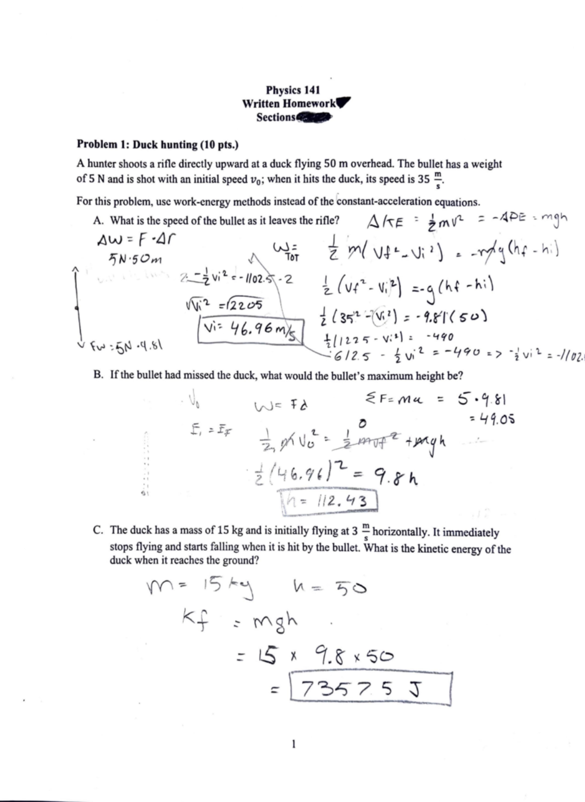 Physics w8 hw - 100% graded assignment for the homework - Physics 141 ...