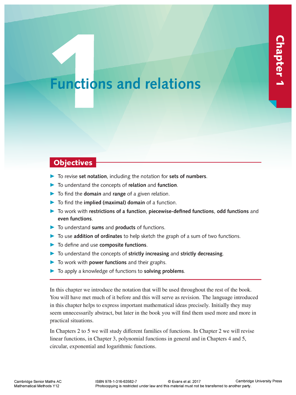 Chapter 1 Functions and relations - Chapter 1 1 Functions and relations ...