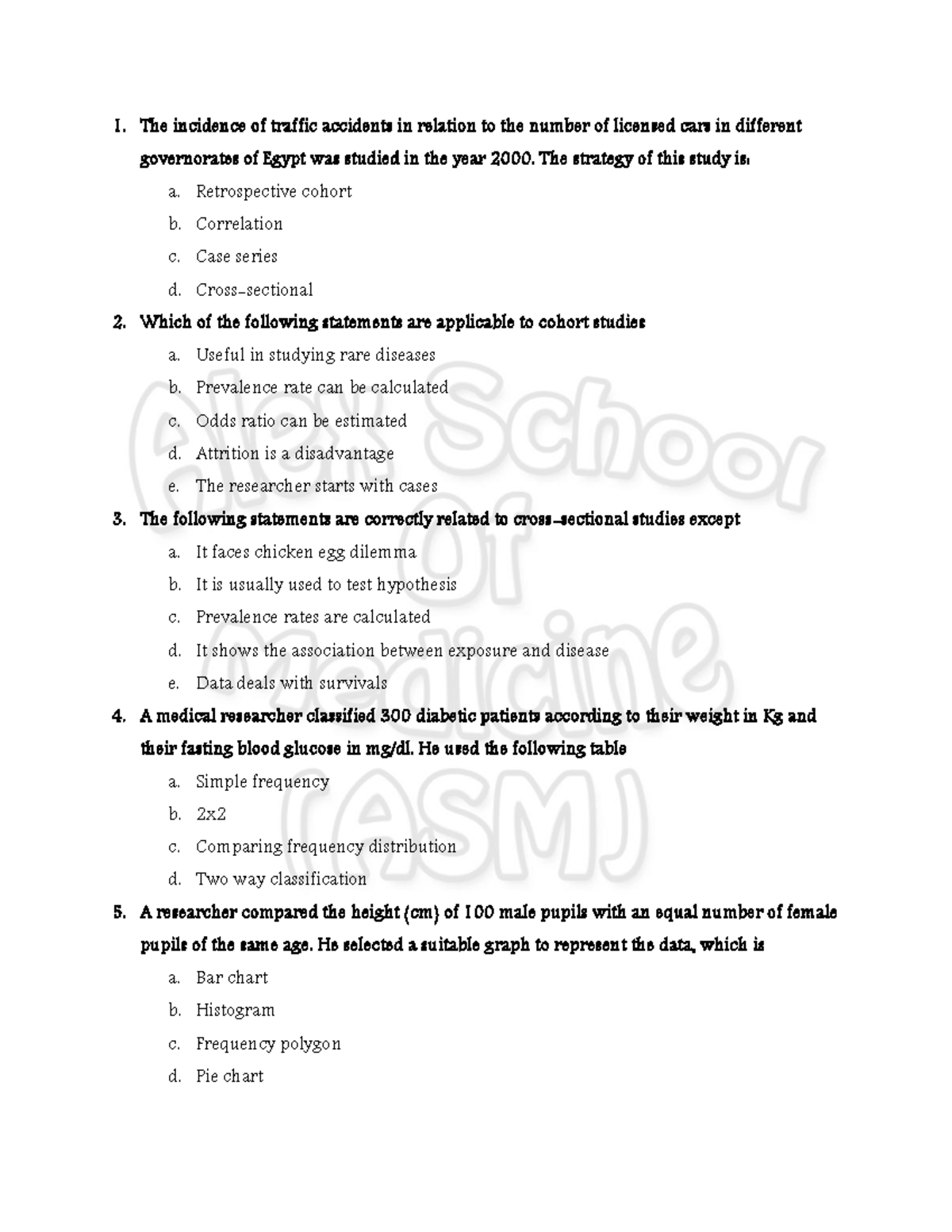 Epidemiology MCQs molecular biology The incidence of traffic