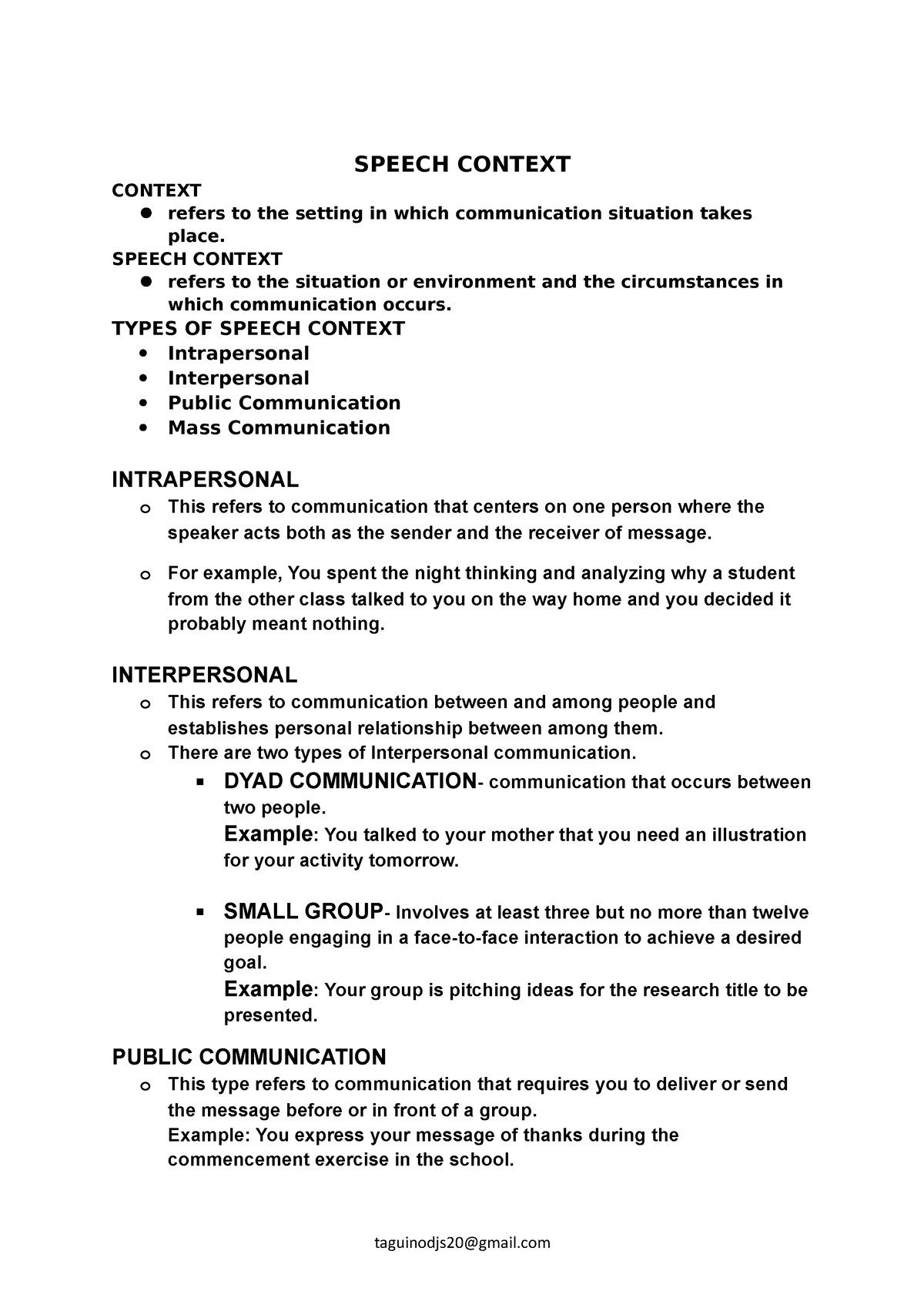 Speech Context SPEECH CONTEXT CONTEXT Refers To The Setting In Which 