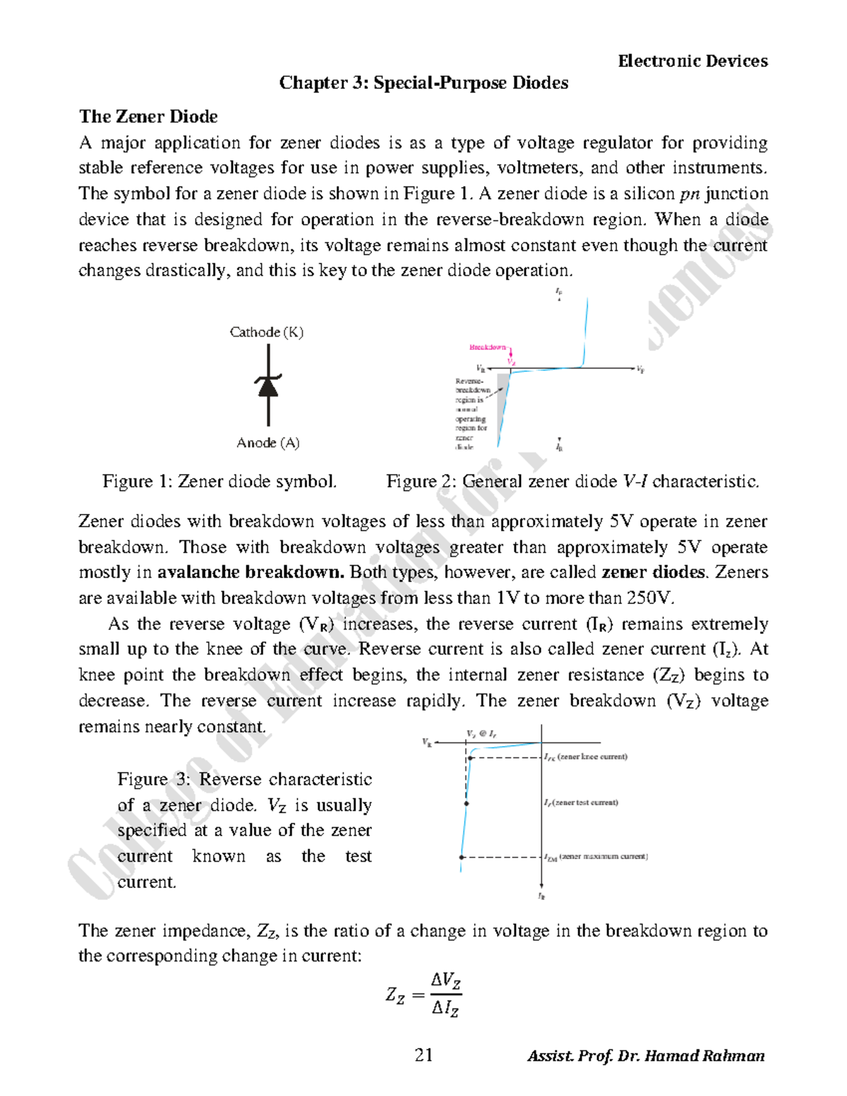 Publication 12 27210 153 Chapter 3 SpecialPurpose Diodes The Zener