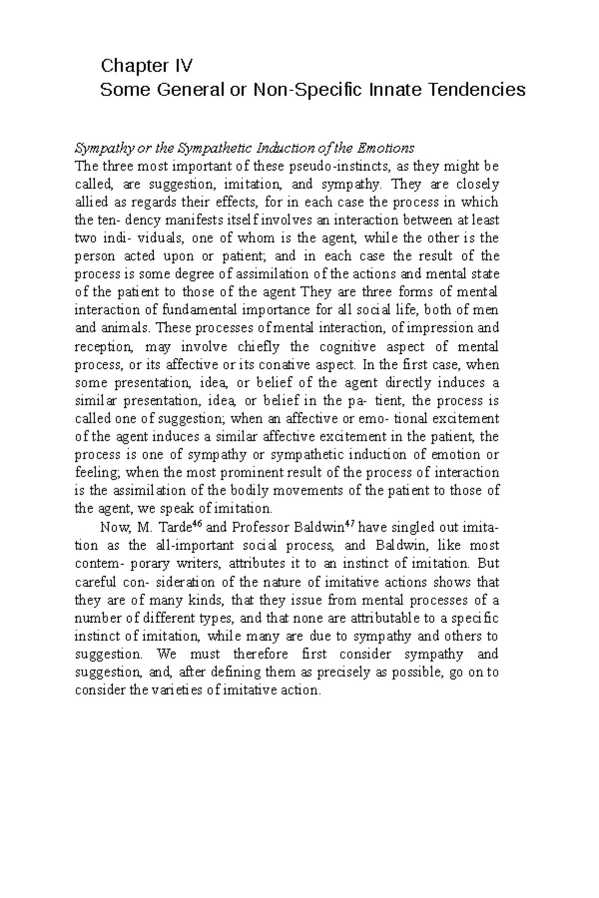 Some General or Non-Specific Innate Tendencies - Chapter IV Some ...