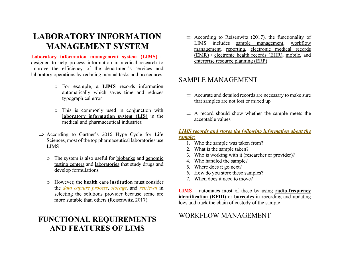 laboratory information management system essay