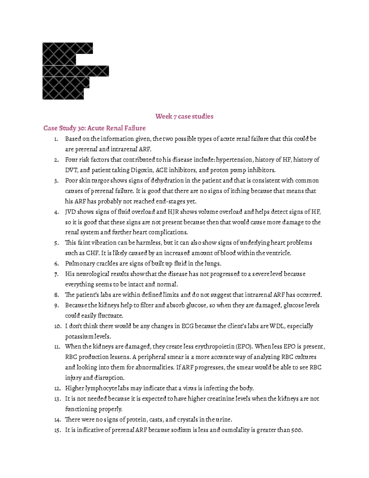 case study 30 acute renal failure