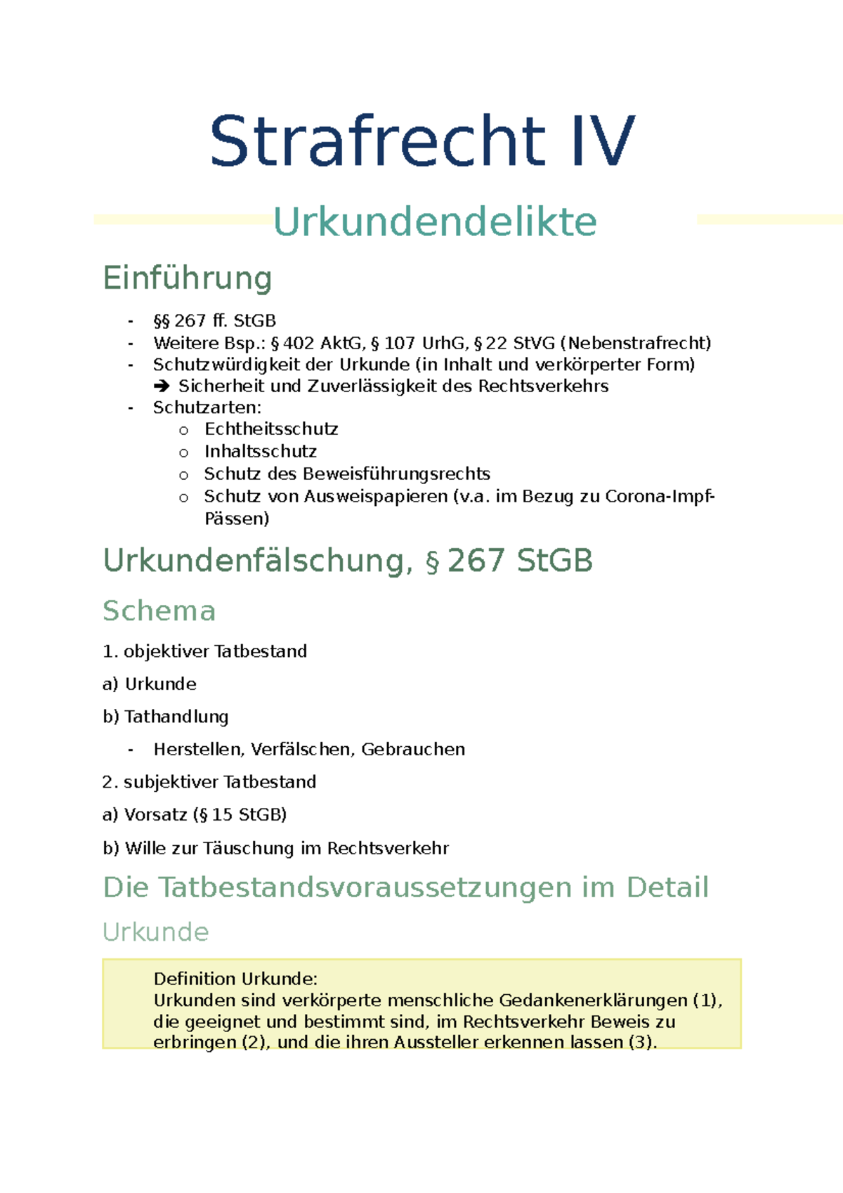 Strafrecht IV: Urkundendelikte - Strafrecht IV Urkundendelikte ...