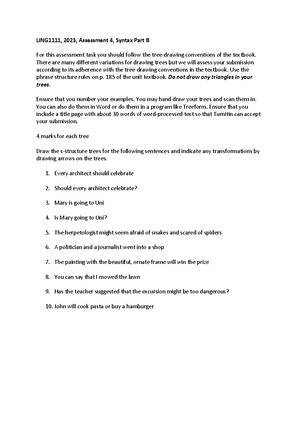 Ling1111 Morphology Assessment 2023 Questions - LING1111 Morphology ...