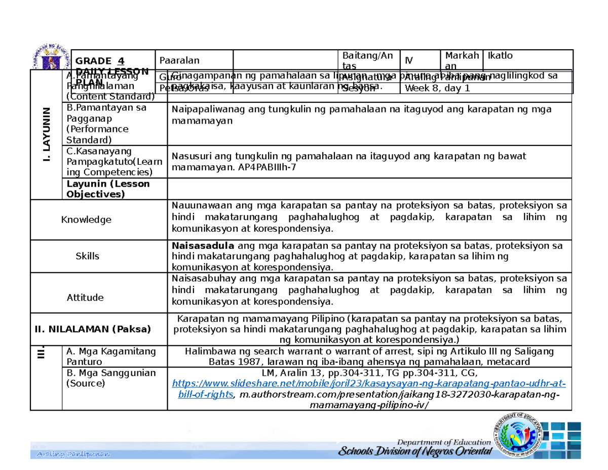 Q3 AP4 Sesyon 36 - Please Help - I. LAYUNIN A Pangnilalaman (Content ...