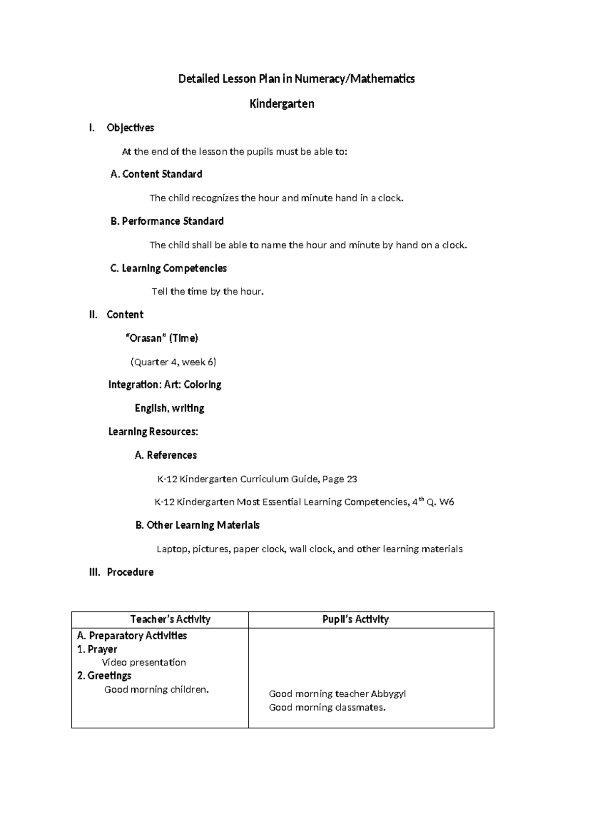 Detailed Lesson Plan in Numeracy Mathematics 2 - Detailed Lesson Plan ...