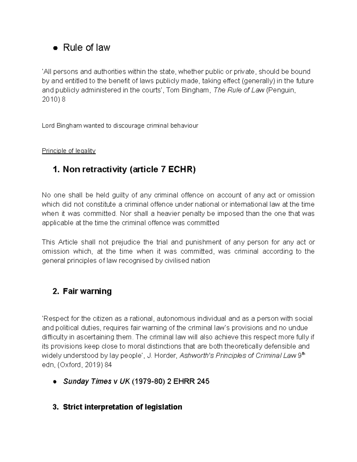 Criminal law 1-2 - first term - Rule of law ‘All persons and ...
