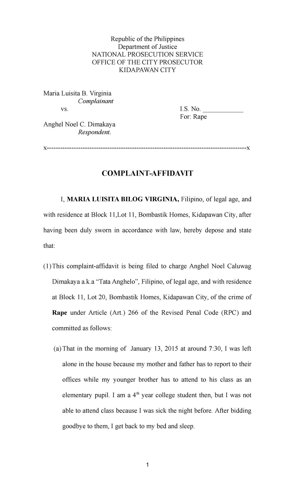 Compliant Affidavit Republic Of The Philippines Department Of Justice   Thumb 1200 1976 