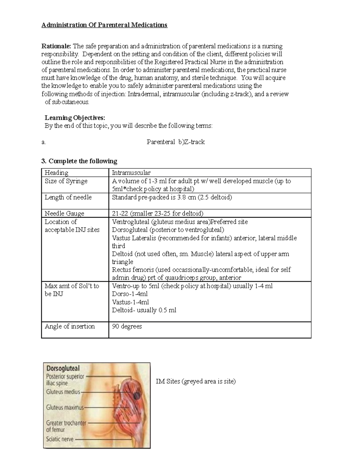 Administration Of Parenteral Medications - Rationale: The Safe ...