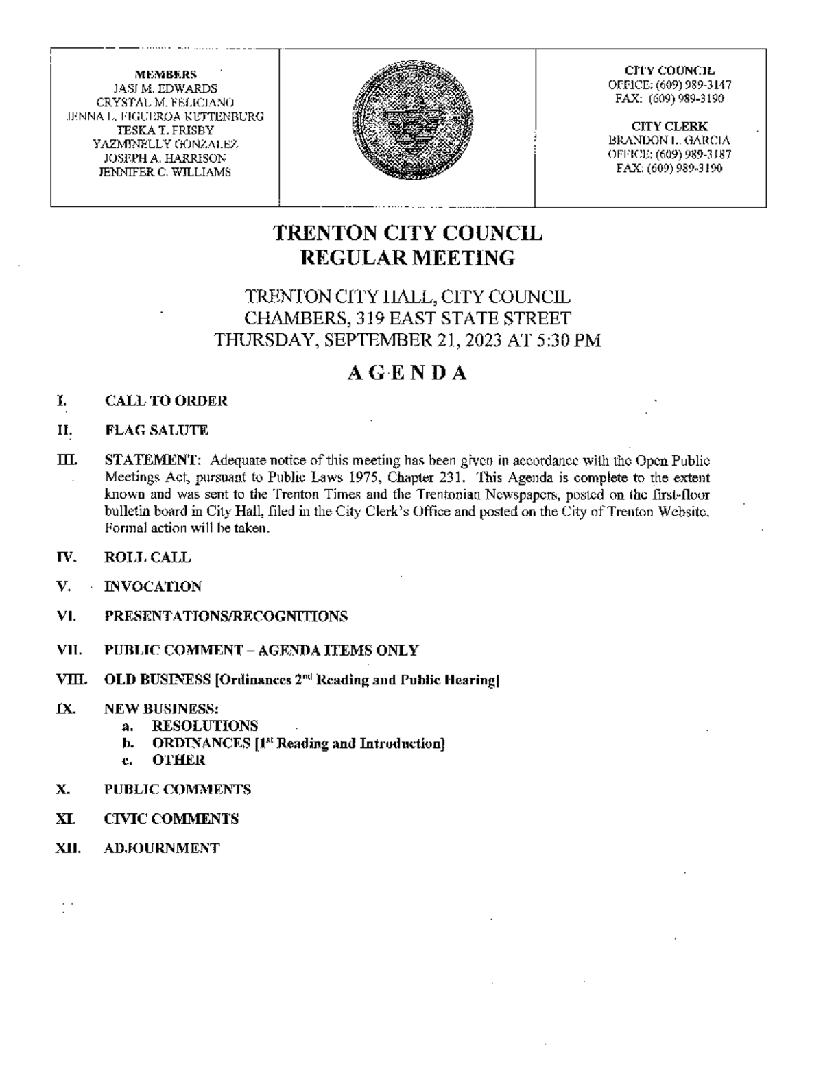 9-21-2023 Agenda Docket and Items - Studocu
