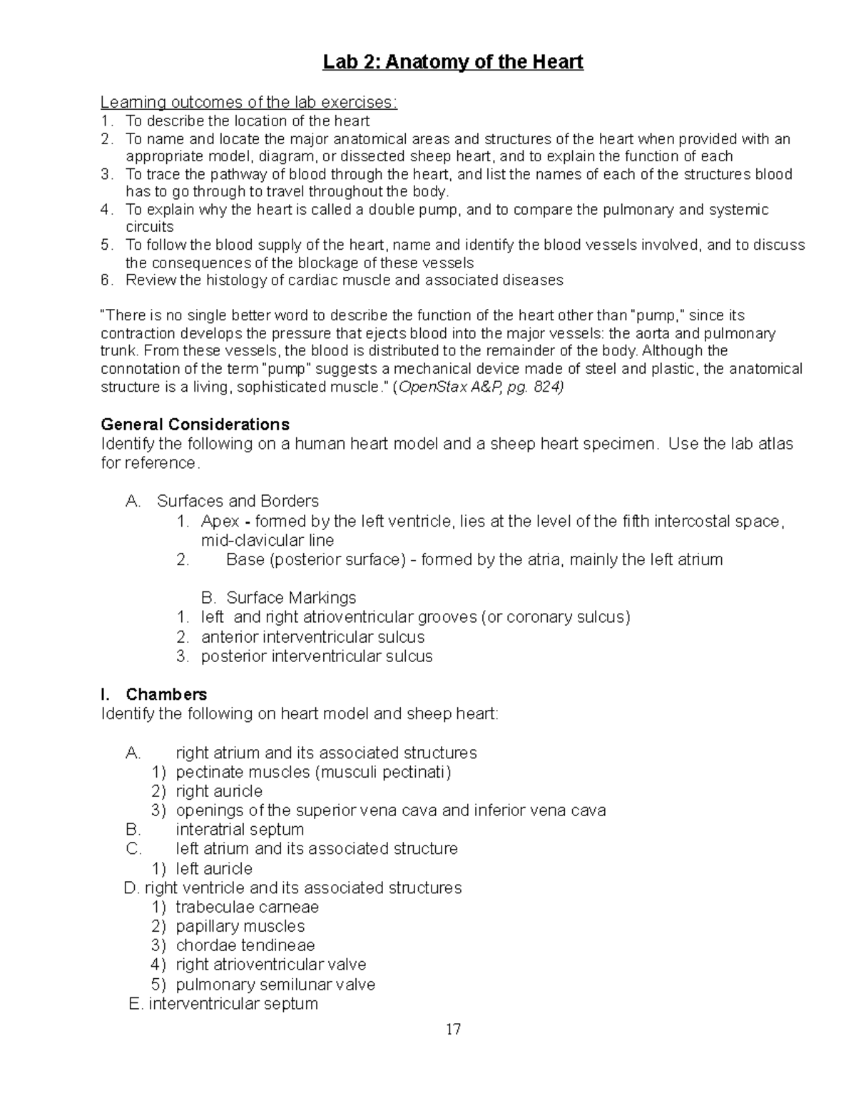 AP2 Lab2 Anatomy of the Heart Lab SP21 - Lab 2: Anatomy of the Heart ...