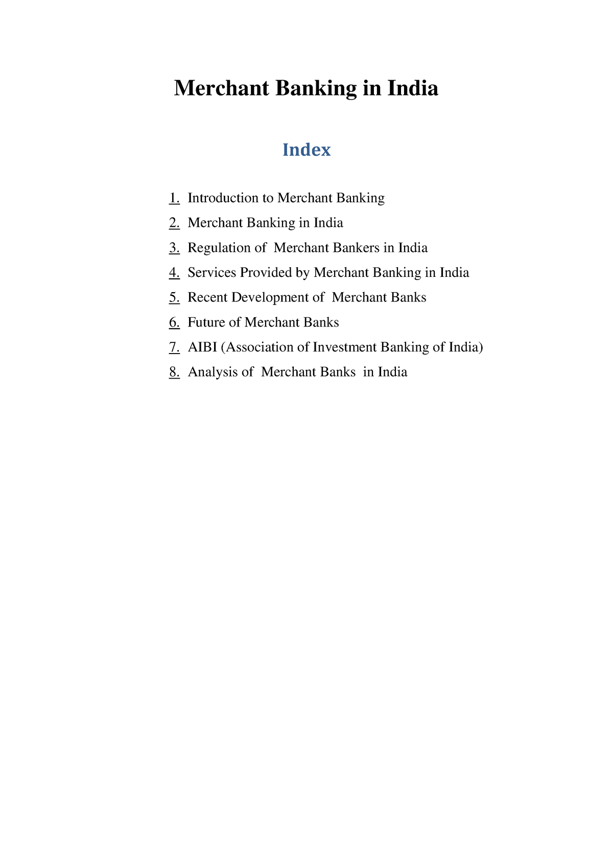 Merchant-banking - Merchant Banking In India Index 1. Introduction To ...