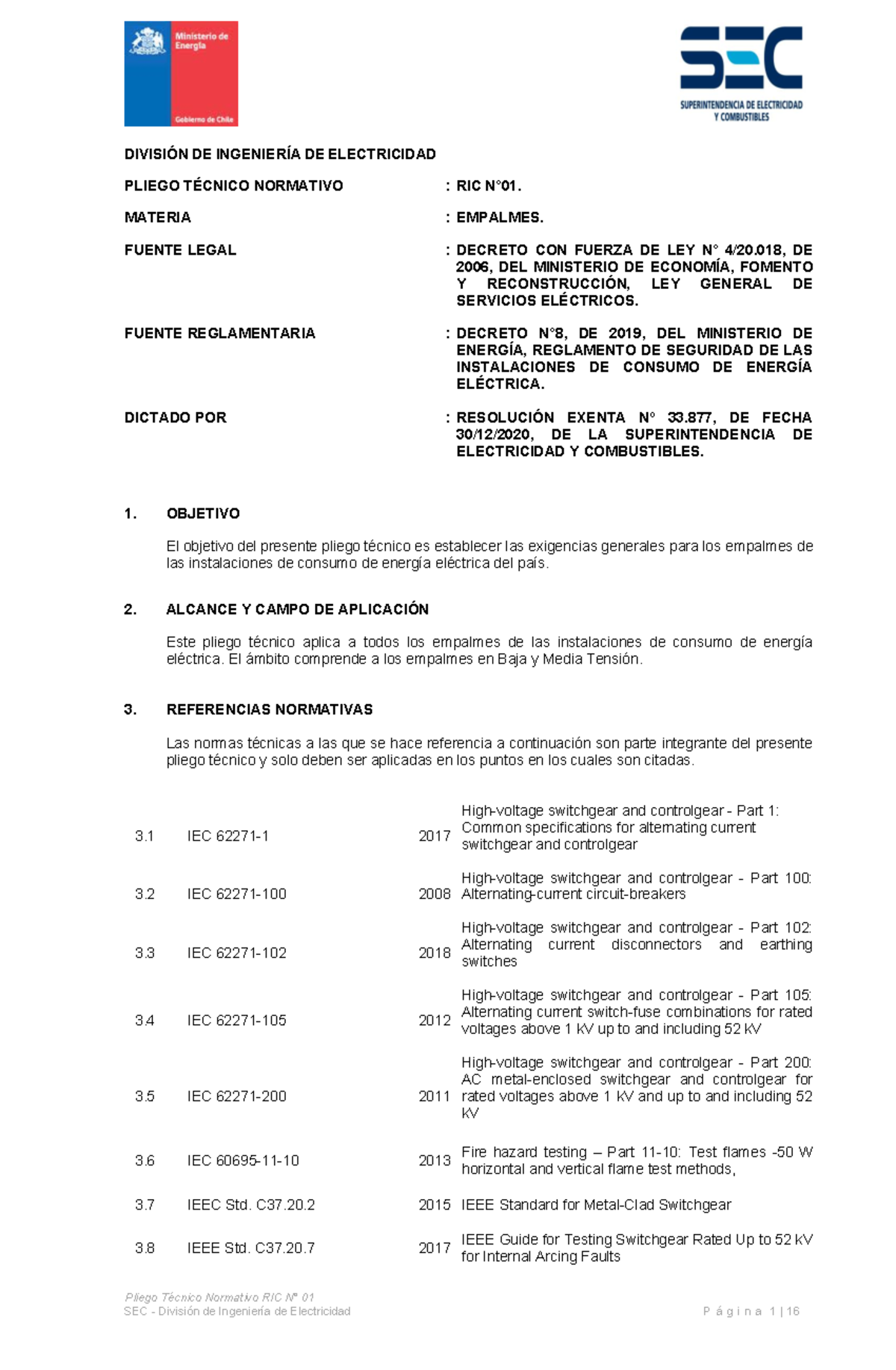 RIC-N01-Empalmes - Pliego Técnico Normativo RIC N° 01 DIVISIÓN DE ...