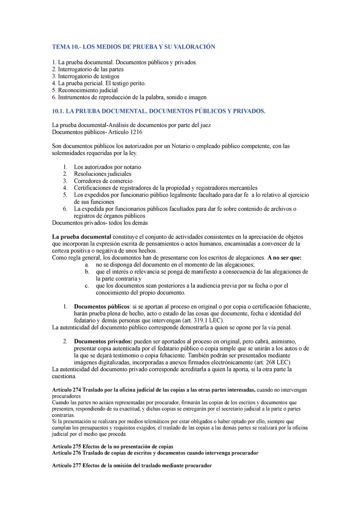 10 Los Medios De Prueba Y Su Valoración Tema 10 Los Medios De Prueba Y Su ValoraciÓn La 0819