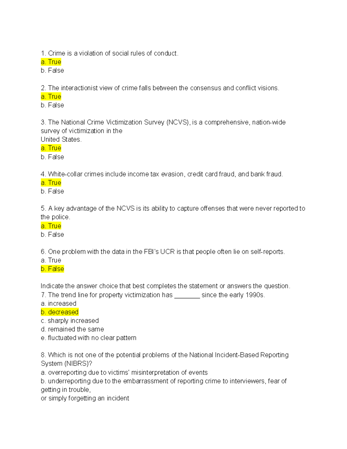 Chapter 2 Quiz - Quiz - Crime Is A Violation Of Social Rules Of Conduct ...