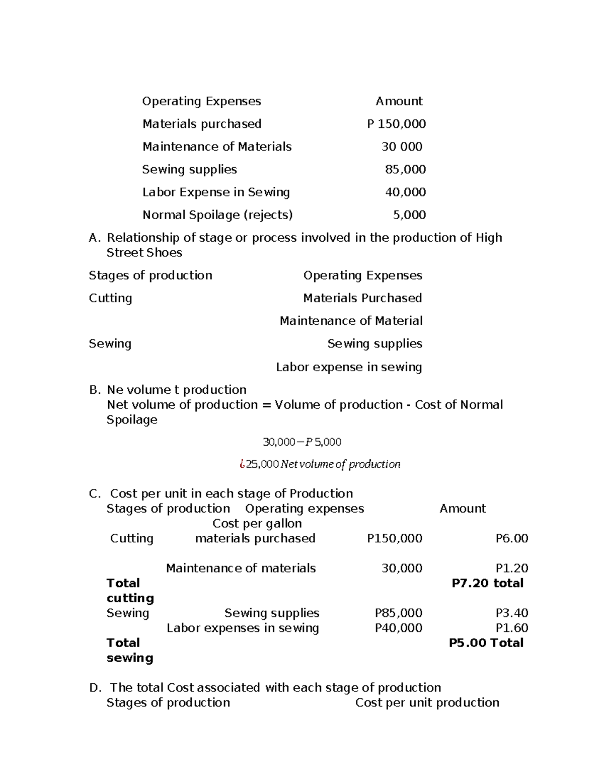 Activity 06 - Operating Expenses Amount Materials purchased P 150 ...