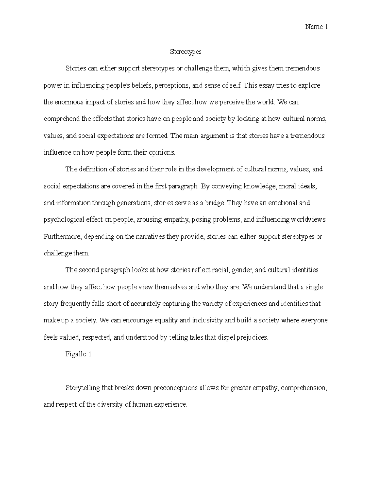Essay Stereotypes - PAPER PROVIDED FOR HELP OR ANY REFERENCE - Name 1 ...