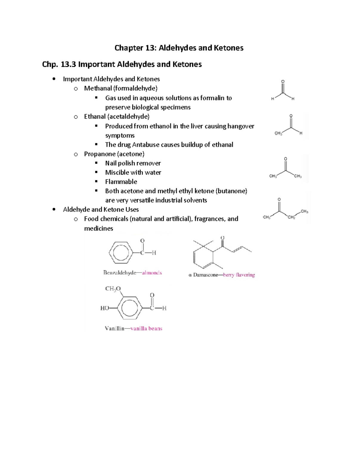 Chapter 13 section 3 lecture notes - Chapter 13: Aldehydes and Ketones ...