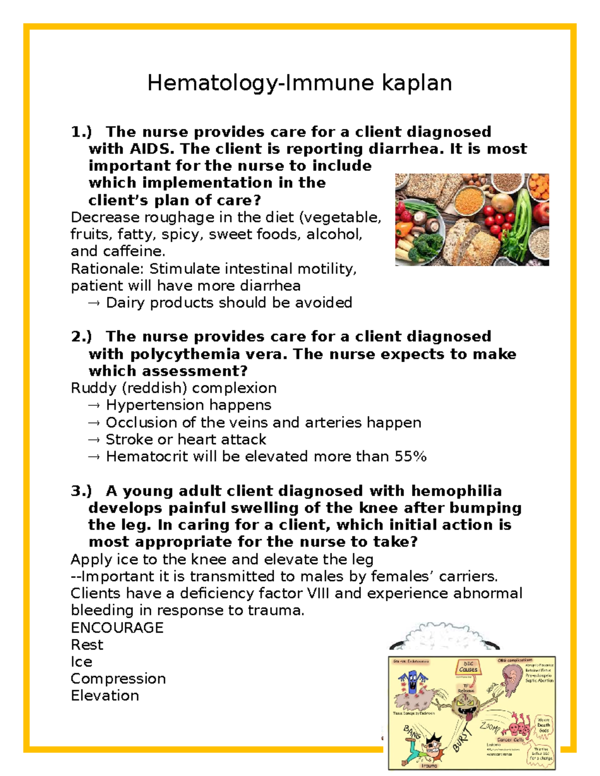 Hematology Kaplan Remediation/Explanation primary concepts of adults