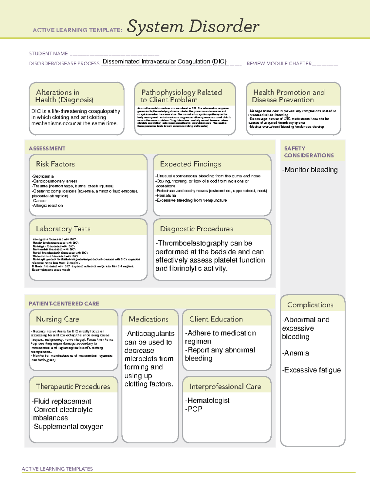 Disseminated Intravascular Coagulation (DIC) - ACTIVE LEARNING ...