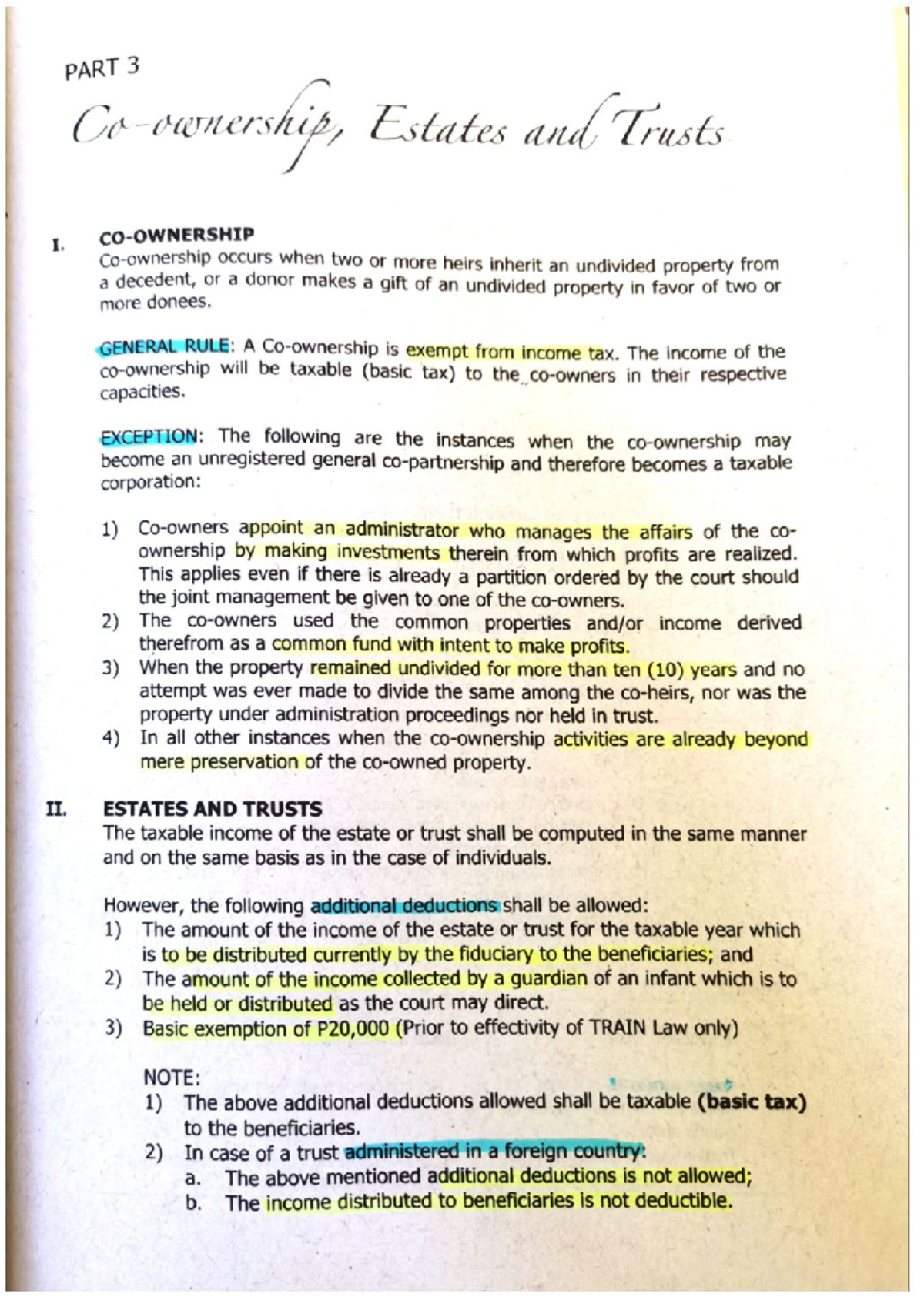 Module 13 - Co-ownership, Estates and Trusts - taxation - Studocu