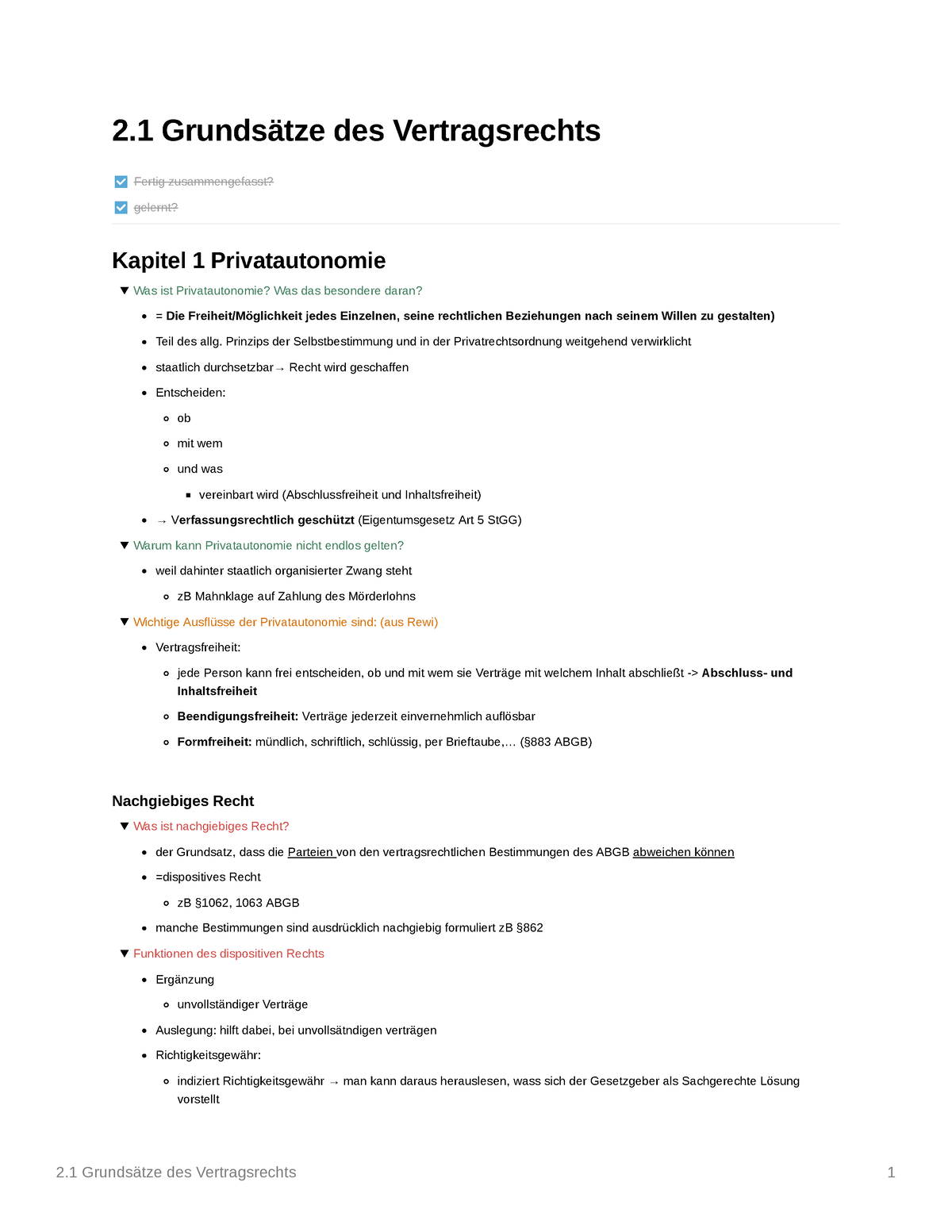 1.1 Privatrecht (PSK) - Xxx - 2 Grundsätze Des Vertragsrechts Kapitel 1 ...