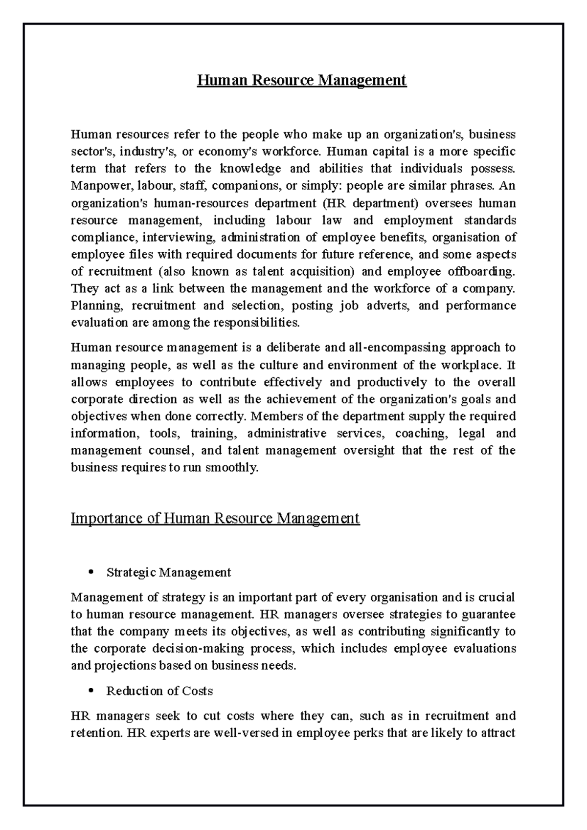 Human Resource Management - Principles Of Management - Christ ...